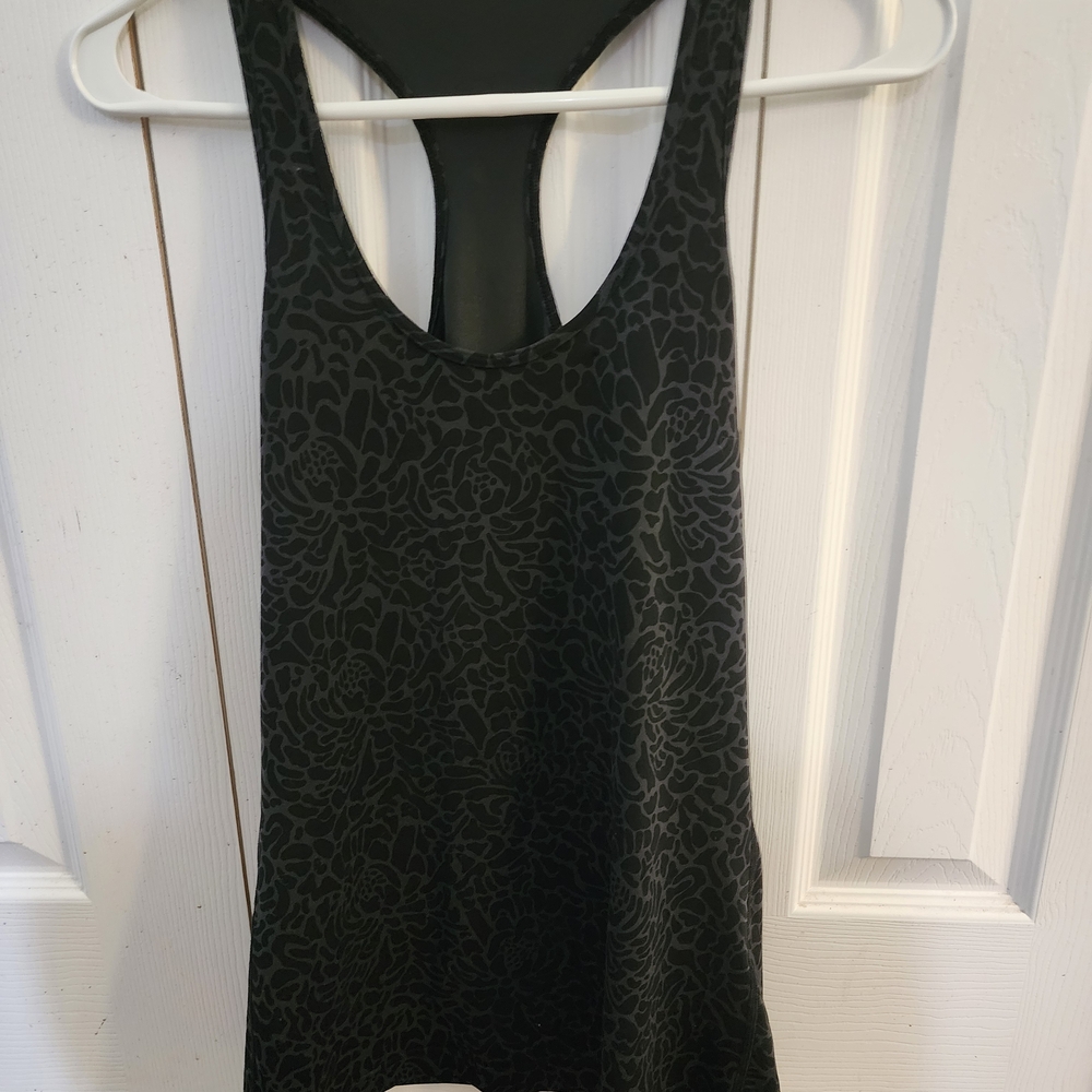 Lululemon Athletica Black Floral Tank Top